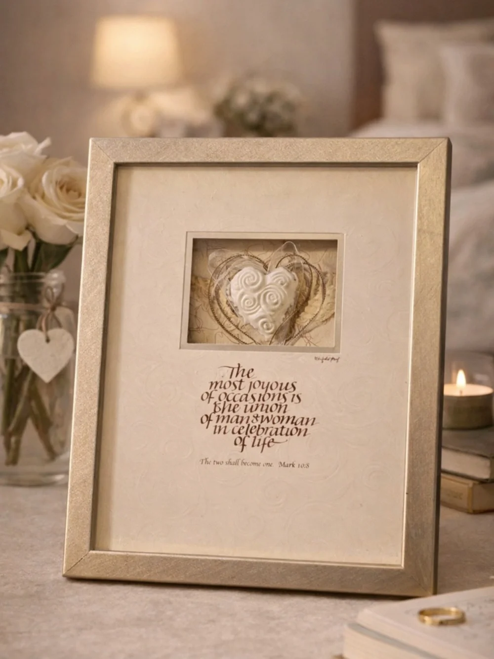Wedding Shadow Box Frame | Couples Wall Decor Anniversary Romantic Home Decor